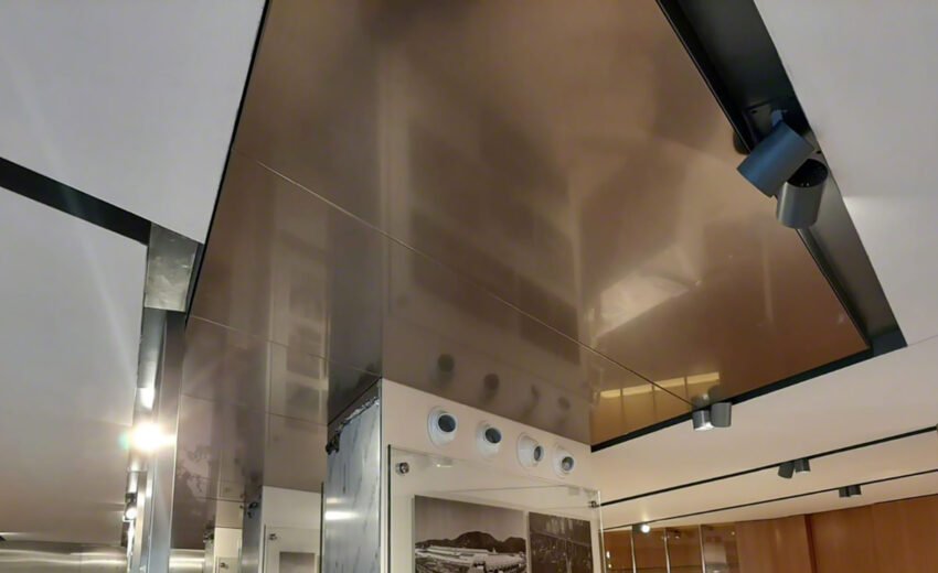 Metallic finish stretch ceilings