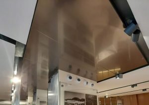 Metallic finish stretch ceilings